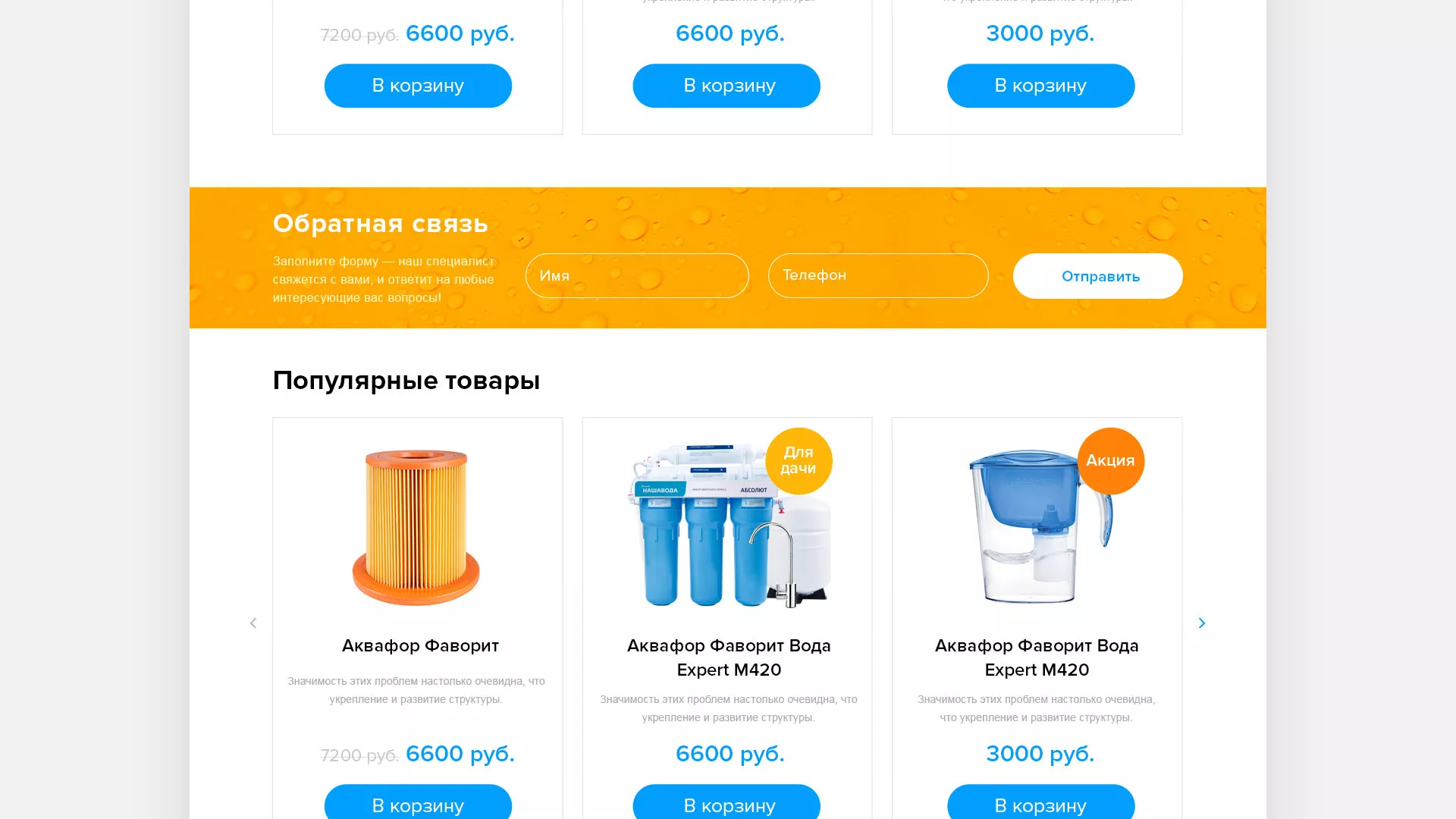 Создание интернет-магазина «Водолей» по продаже фильтров очистных сооружений в Онеге
